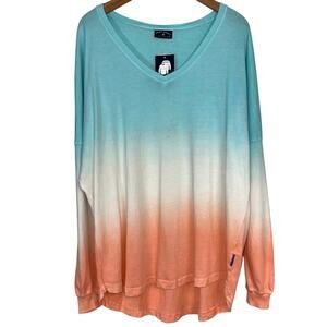 NWT Spirit Jersey Beaches Turks & Caicos V-Neck Ombre Dip Dye Spirit Jersey XL